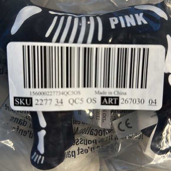 🐶NWT Pink by Victoria’s Secret Mini Skeleton Black & White Dog 🐶 - Picture 3 of 9